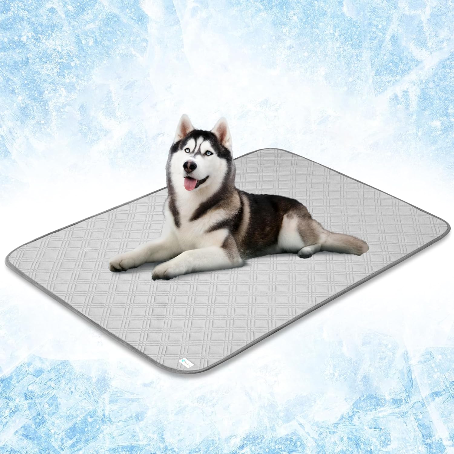 Waterproof Cooling Mat for Dog, Premium Pet Cooling Blanket for Bed Crate, Anti Slip Indoor Dog Cool Pad for Sleeping, Q-MAX Large Sofa Couch Cover Mat for Cat, Light Grey, 60x80