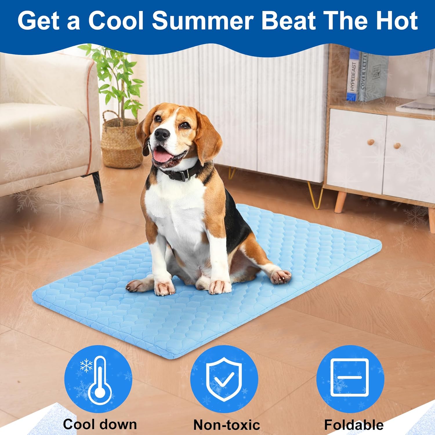 Dog Cooling Mat, Thickened Pets Cooling Pad, Durable & Machine Washble, Indoor Outdoor Uses in Crate, Kennel, Bed, (Medium)