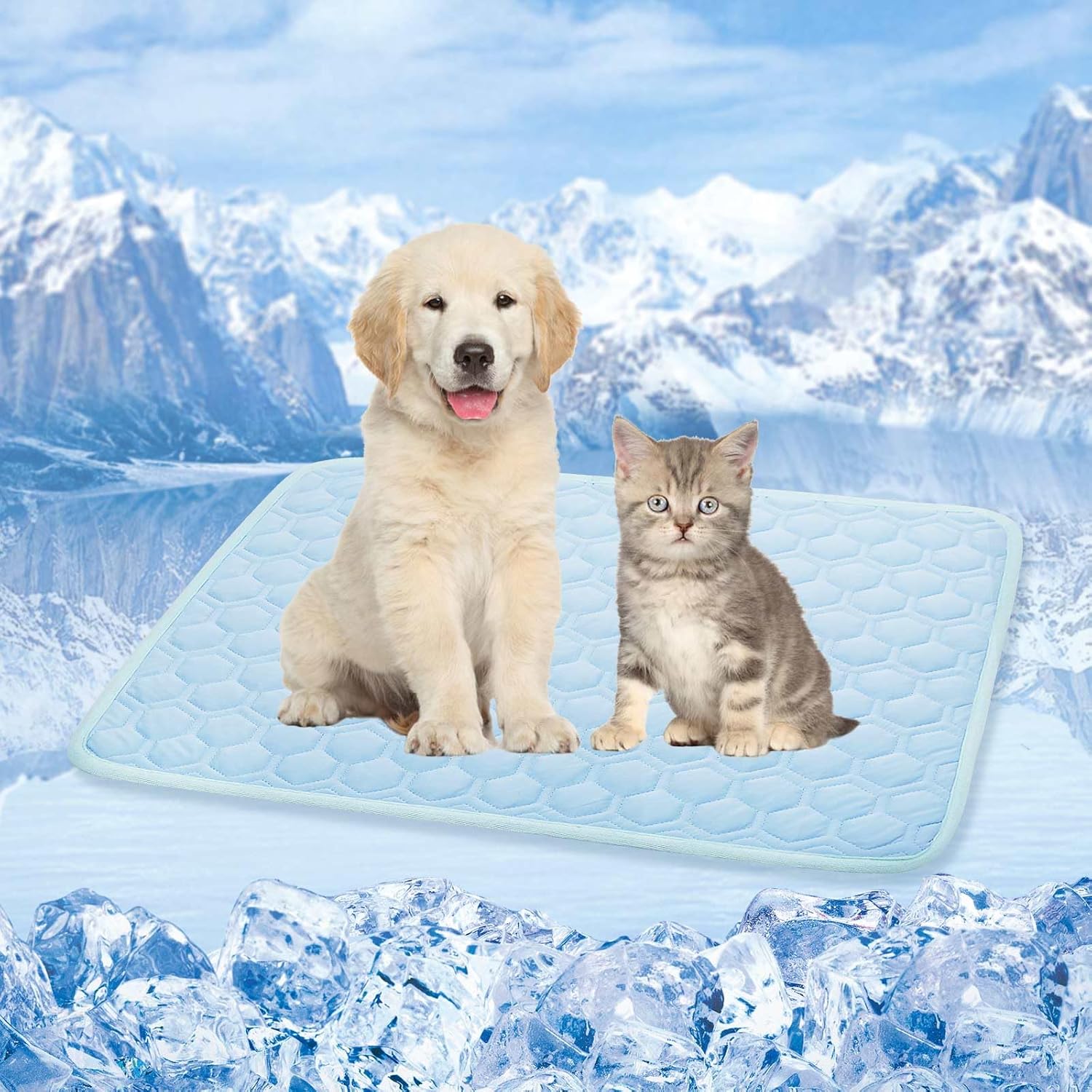 Cooling Mat for Dogs Cats, Summer Self-Cooling Pads for Pet, Portable & Washable Cool Blanket for Kennel/Sofa/Bed/Floor/Car Seats
