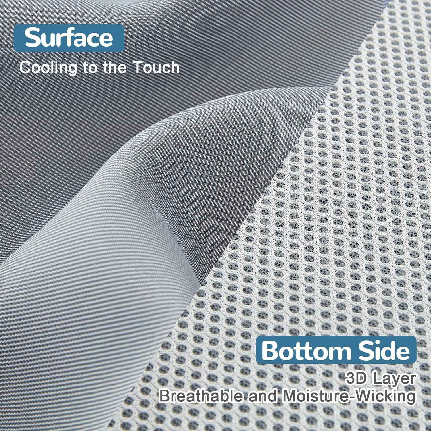 Cooling Thin Mattress Pad, Full Size Mattress Topper for Hot Sleepers, with a Deep Pocket Fits 16" Mattresses, Cooling Fitted Sheets for Bed, Summer Cooling System, Gray, 54"x75"