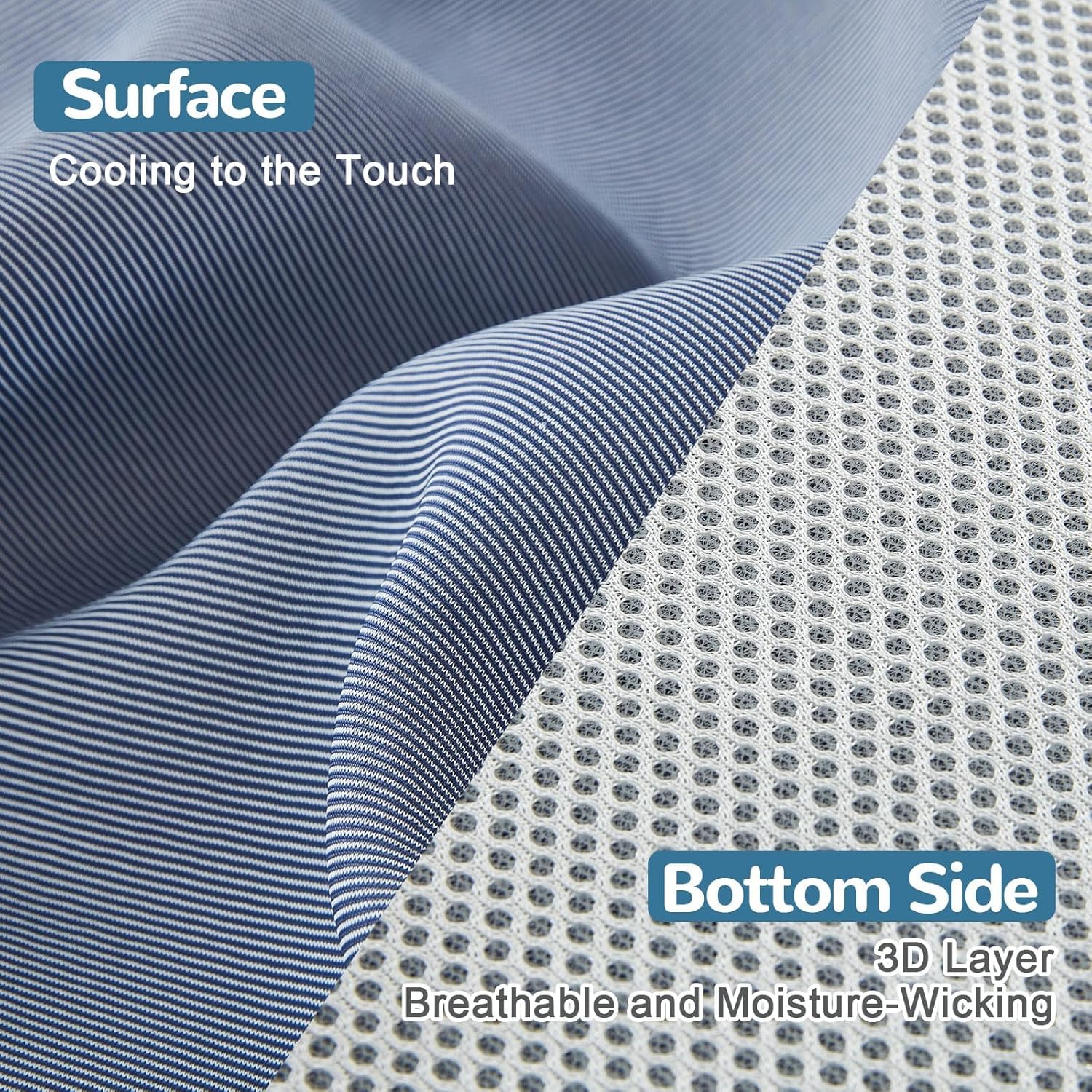 Direct Cooling Thin Mattress Pad, California King Size Mattress Topper for Hot Sleepers, With a Deep Pocket Fits 16" Mattresses,Cooling Fitted Sheets for Bed,Summer Cooling System,Blue,72"x84"
