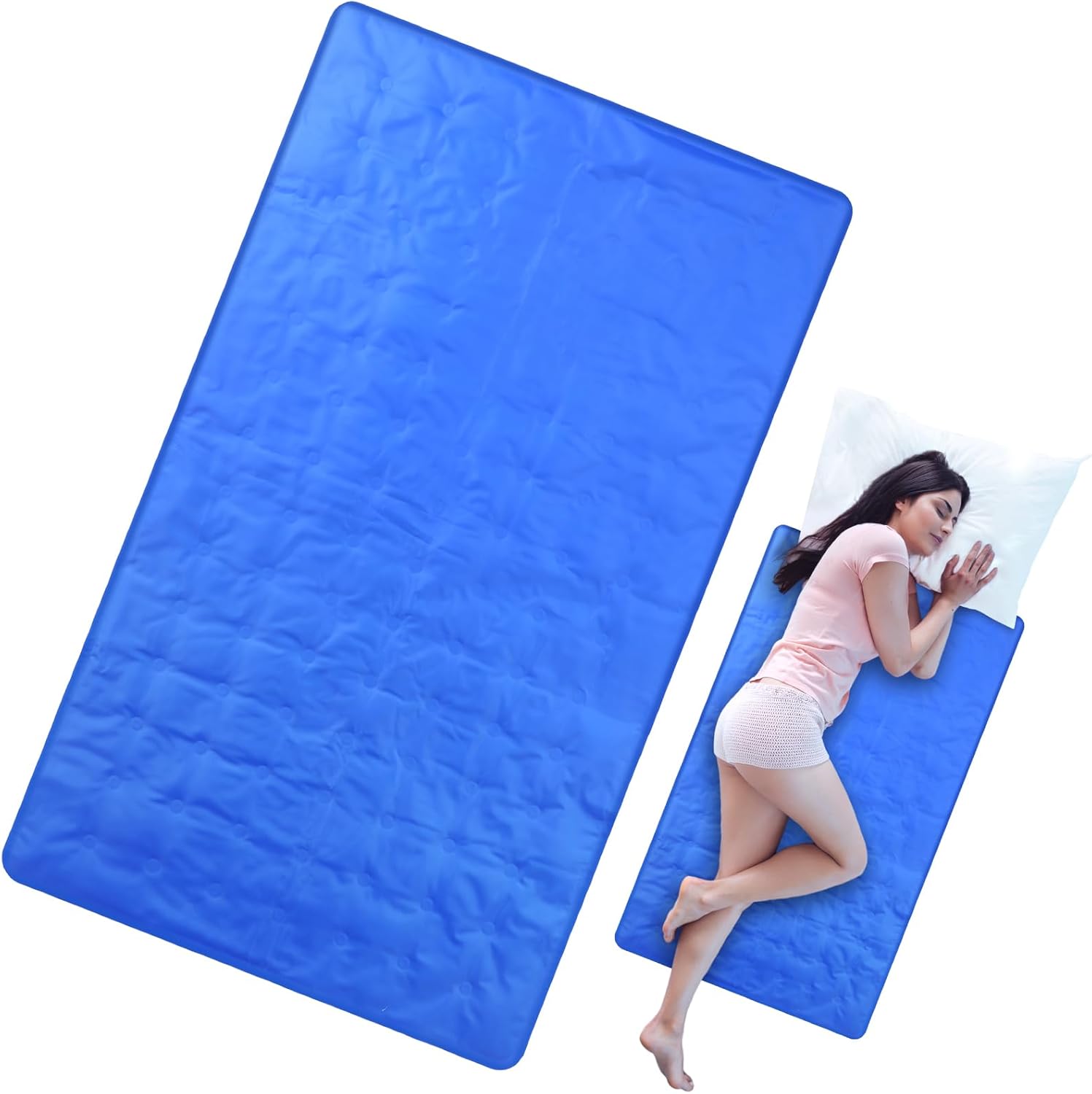 Cooling Pad Mat for Sleep, 48 x 28 Inch Cooling Gel Mattress Pad for Bed, Relieve Pain, Summer Hot Flashes, Adult, Pets, No Water or Electricity Required(Blue)