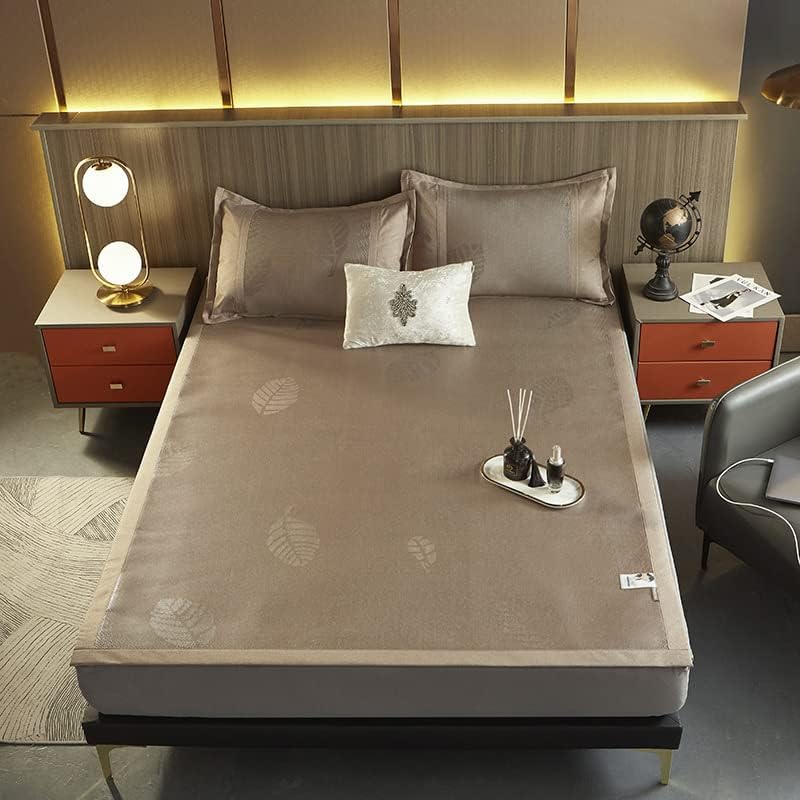 Square Cooling Bedding Mat,Ice Silk Rattan Matting,Foldable Jacquard Mixed Ice Silk & Rattan Mat
