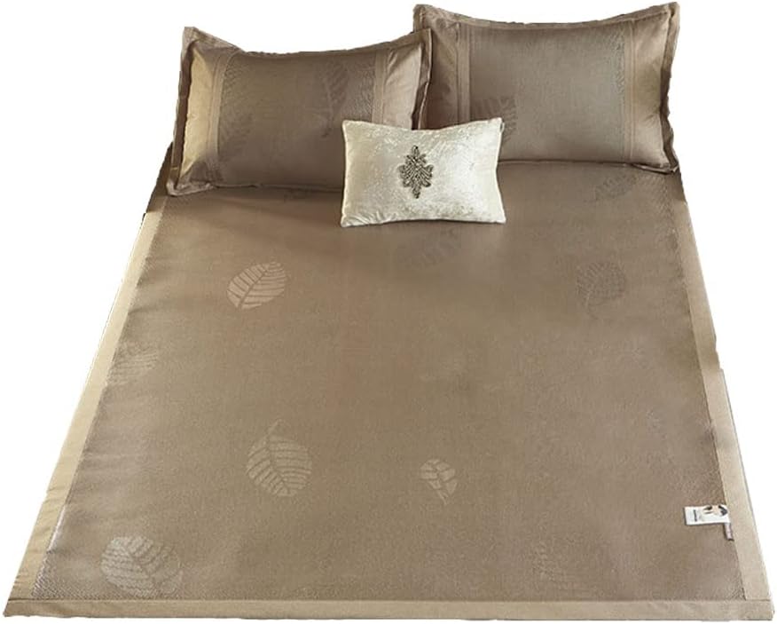 Square Cooling Bedding Mat,Ice Silk Rattan Matting,Foldable Jacquard Mixed Ice Silk & Rattan Mat