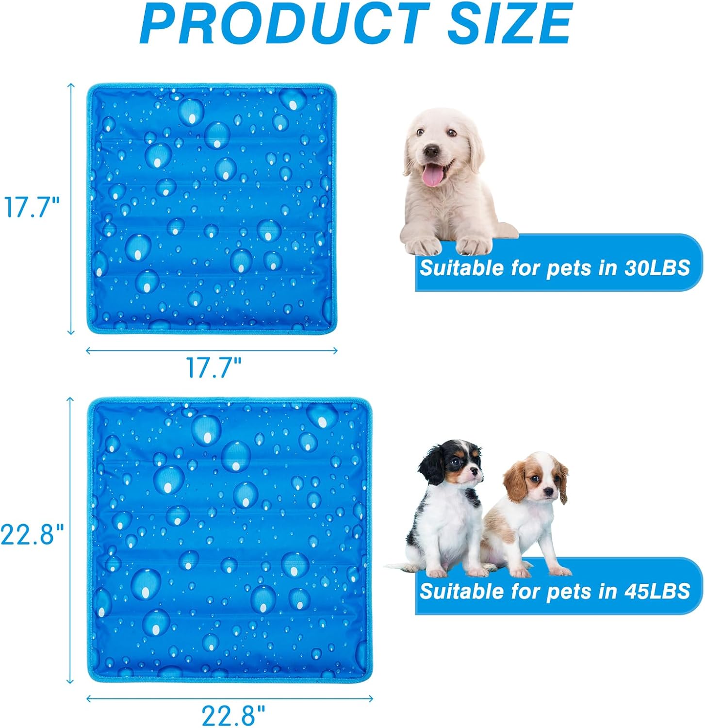 Dog Cooling Mat Water Injection Pet Cooling Pads Dogs & Cats Pet Cooling Blanket for Outdoor Car Seats Beds