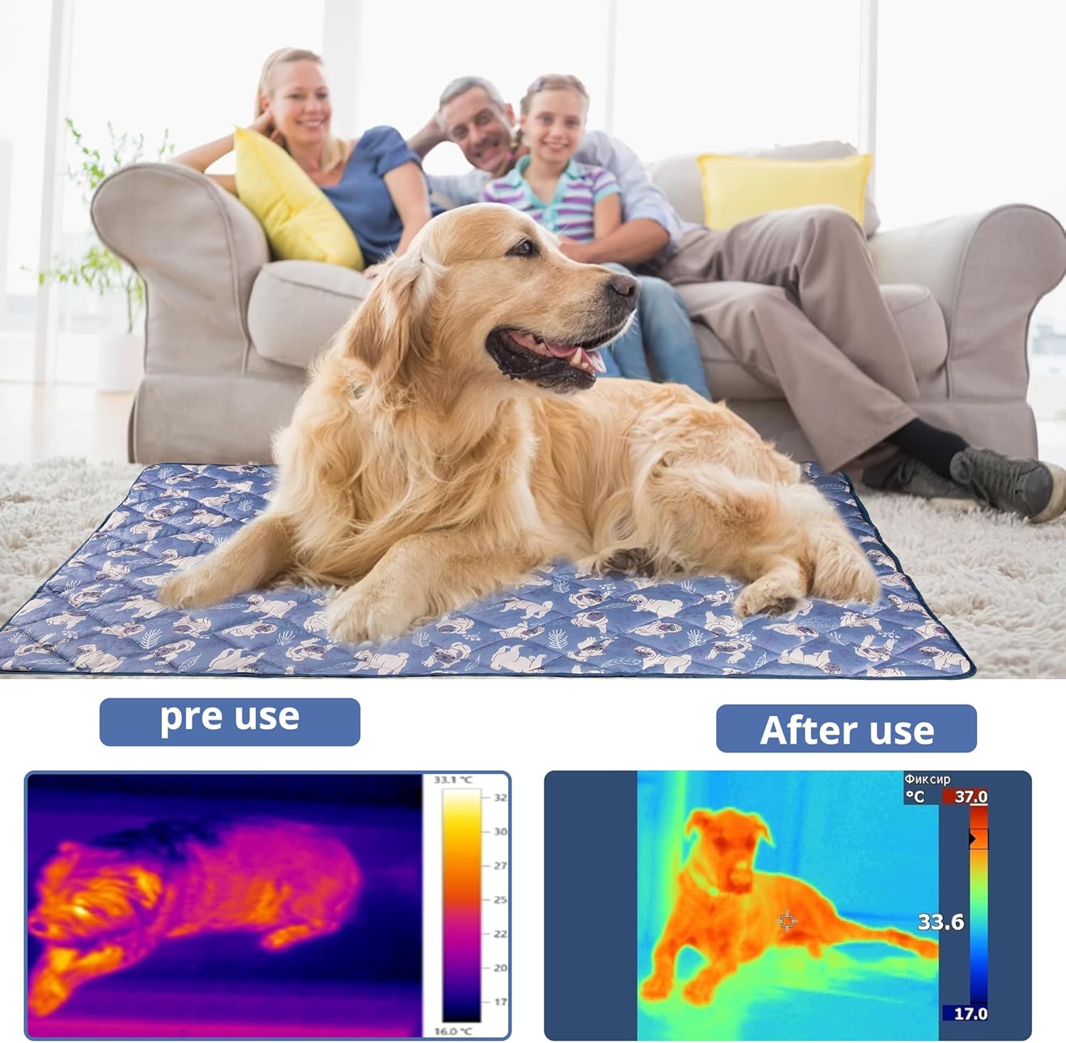 Dog Cooling Mat, Washable Dogs Cats Pet Non-Toxic Cooling Pads Summer Sleeping Kennel Mats，Pet Self Cool Ice Blanket for Indoor & Outdoor Dog Beach Essentials Large