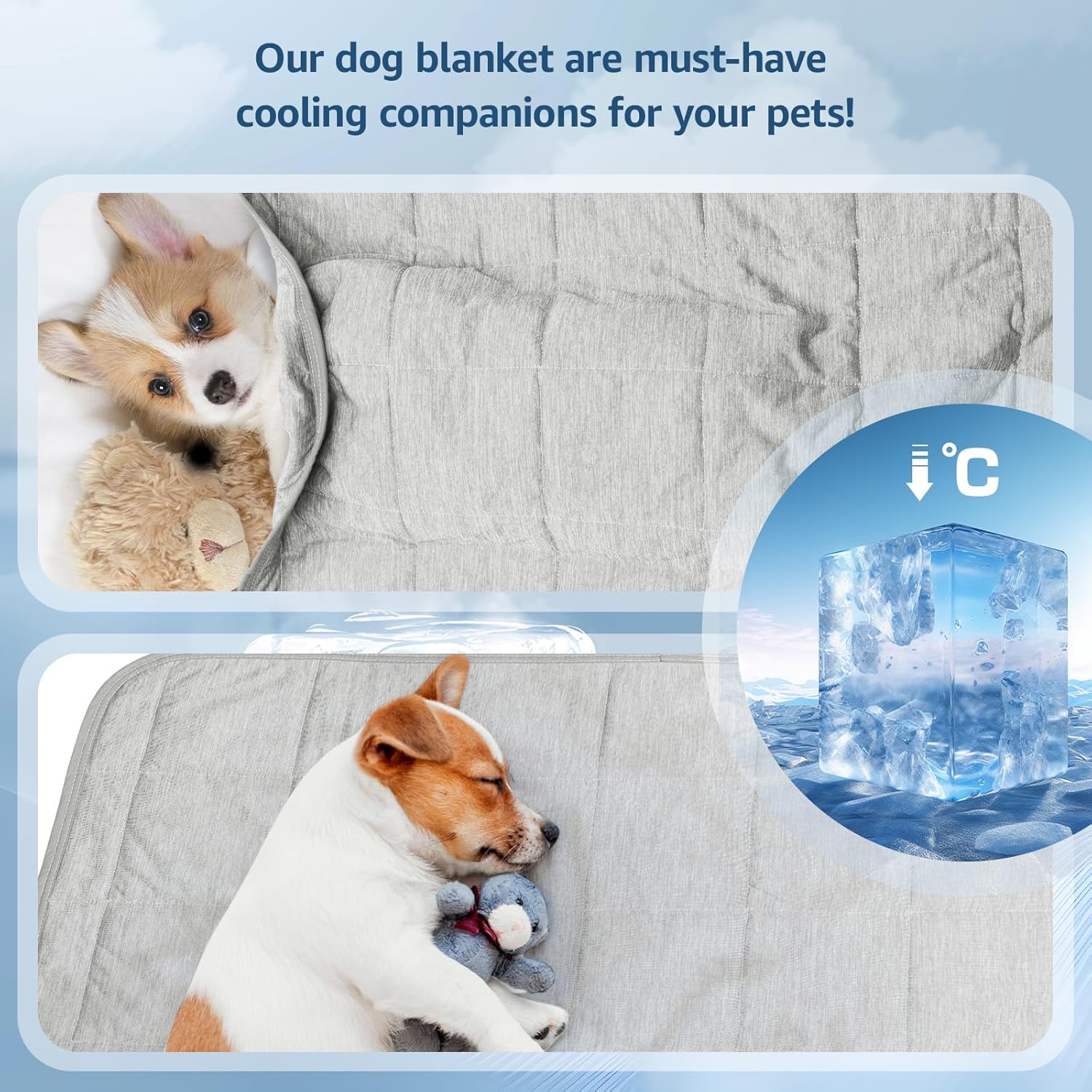 Cooling Blanket for Dogs, 0.4>Q-Max Washable Dog Cooling Blanket, Soft and Lightweight Dog Cooling Mat for Summer, Suitable for Bed Cover Couch Sofa, Protect Furniture