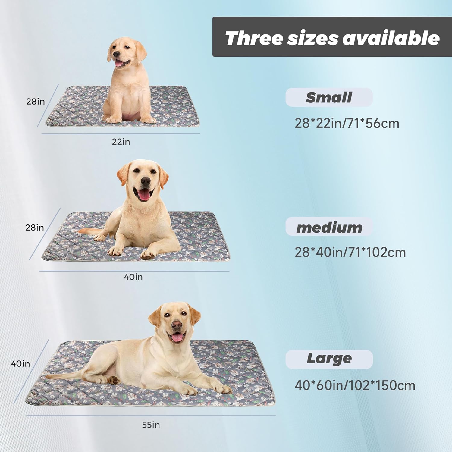 Dog Cooling Mat, Pet Washable Non-Toxic Summer Dogs Cats Cooling Pads Sleeping Kennel Mats Cool Ice Blanket for Indoor & Outdoor Dog Beach Essentials Gray Large