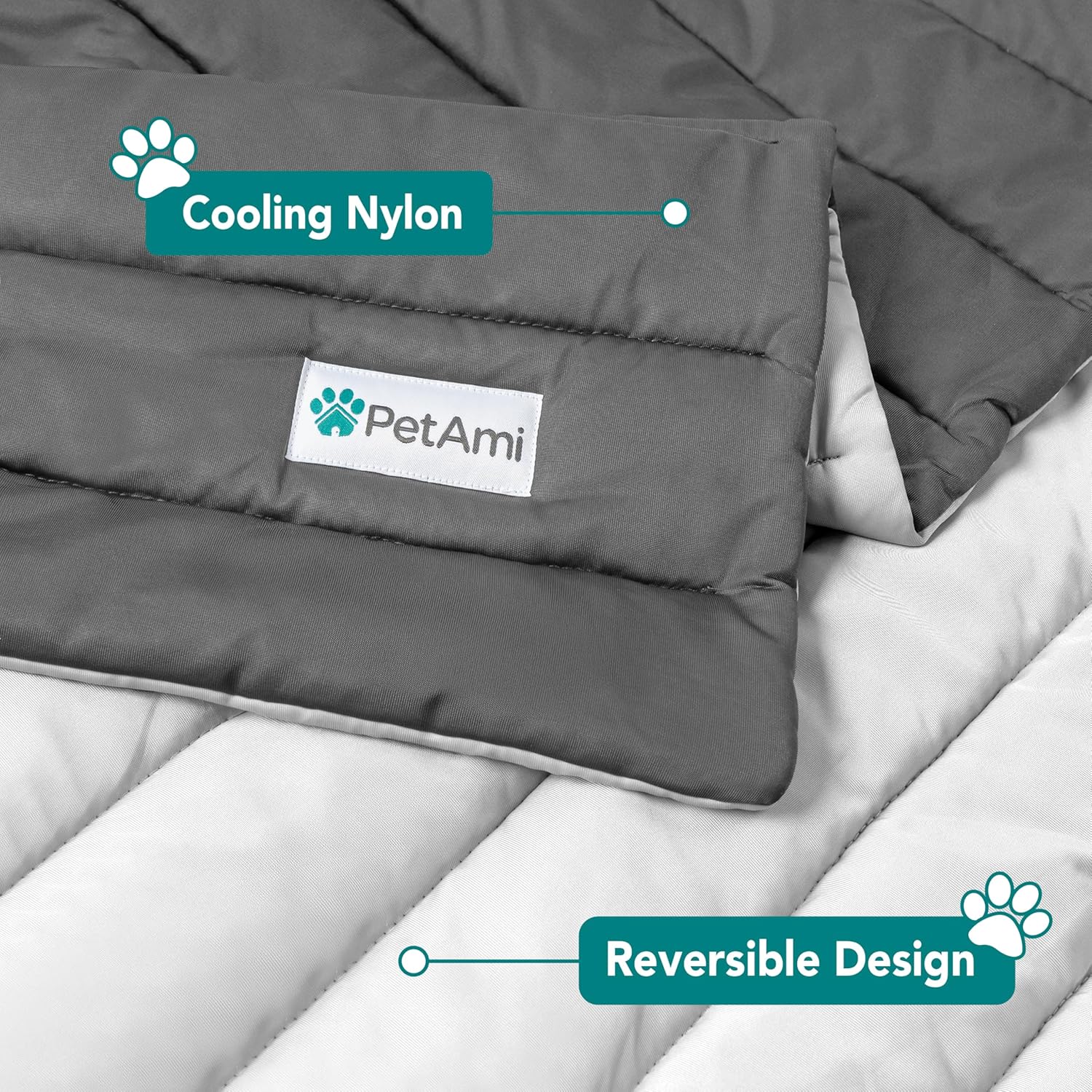 Cooling Mat for Dog, Premium Pet Cooling Blanket for Crate Kennel, Indoor Cat Cool Sleeping Pad, Q-MAX Cold Sofa Couch Cover for Summer, Gray/Light Grey, Large (40x60)