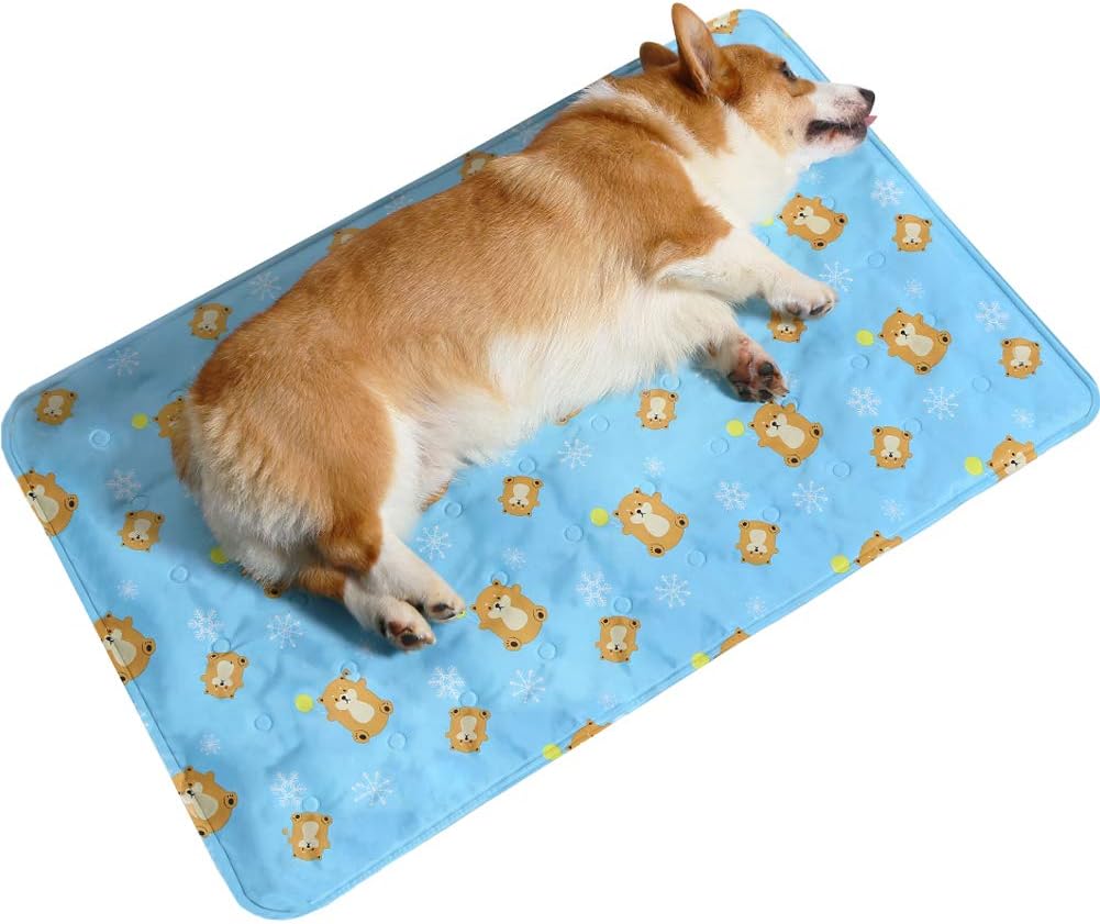 Dog Cooling Mat Reversible Cooling Gel Pad Pet Cooling Pad for Cat and Dog Pressure Activated Self Cooling Dog Sleeping Bed Ice Pad Keep Pet Cool Summer Use