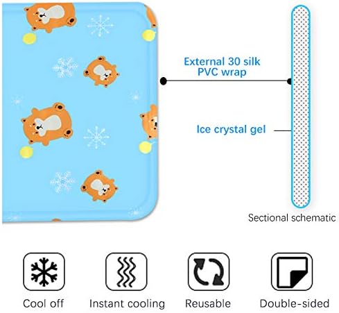 Dog Cooling Mat Reversible Cooling Gel Pad Pet Cooling Pad for Cat and Dog Pressure Activated Self Cooling Dog Sleeping Bed Ice Pad Keep Pet Cool Summer Use