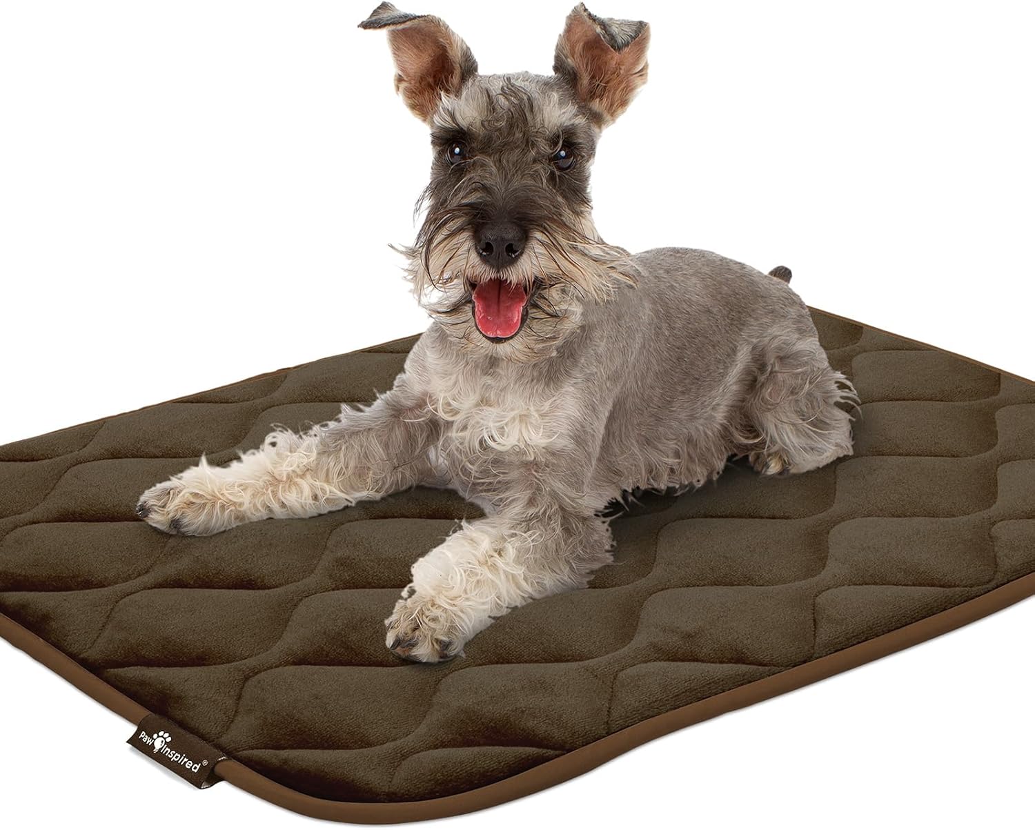 Washable Padded Crate Mats for Dogs | 35” x 22” Pad, Fits 36-inch Kennels | Leakproof, Waterproof Bottom, Plush Pet Beds (Dark Brown)