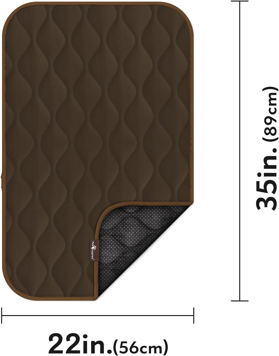 Washable Padded Crate Mats for Dogs | 35” x 22” Pad, Fits 36-inch Kennels | Leakproof, Waterproof Bottom, Plush Pet Beds (Dark Brown)