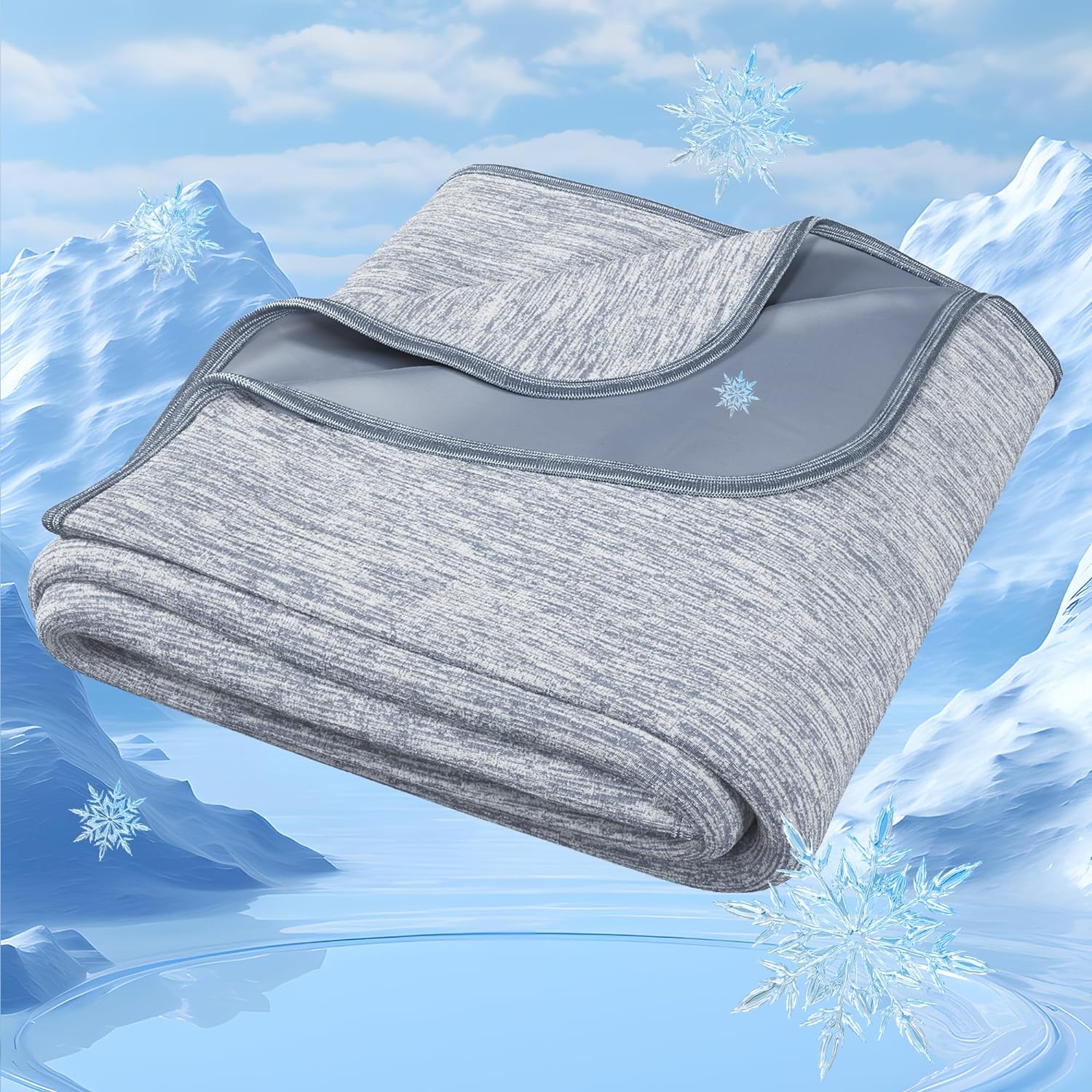 Cooling Blanket, Summer Cooling Blankets for Hot Sleepers, Arc-Chill Q-Max>0.4 Cold Tech Fabric, Cold Summer Bedding Queen Size, Grey