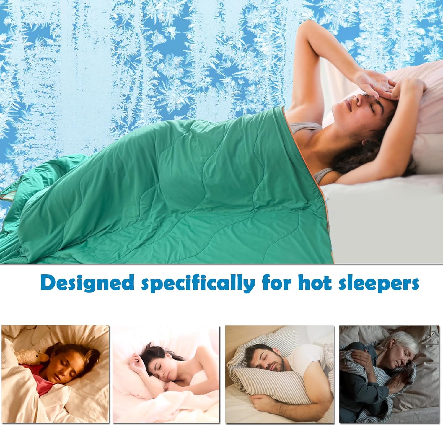 Cooling Comforter for Hot Sleepers and Night Sweats Double-Sided Lightweight Cool Blanket Fluffy Cold Quilt for Pregnancy All-Season Soft Breathable Silk Smooth (Green Twin/Twin XL 68" x90”)