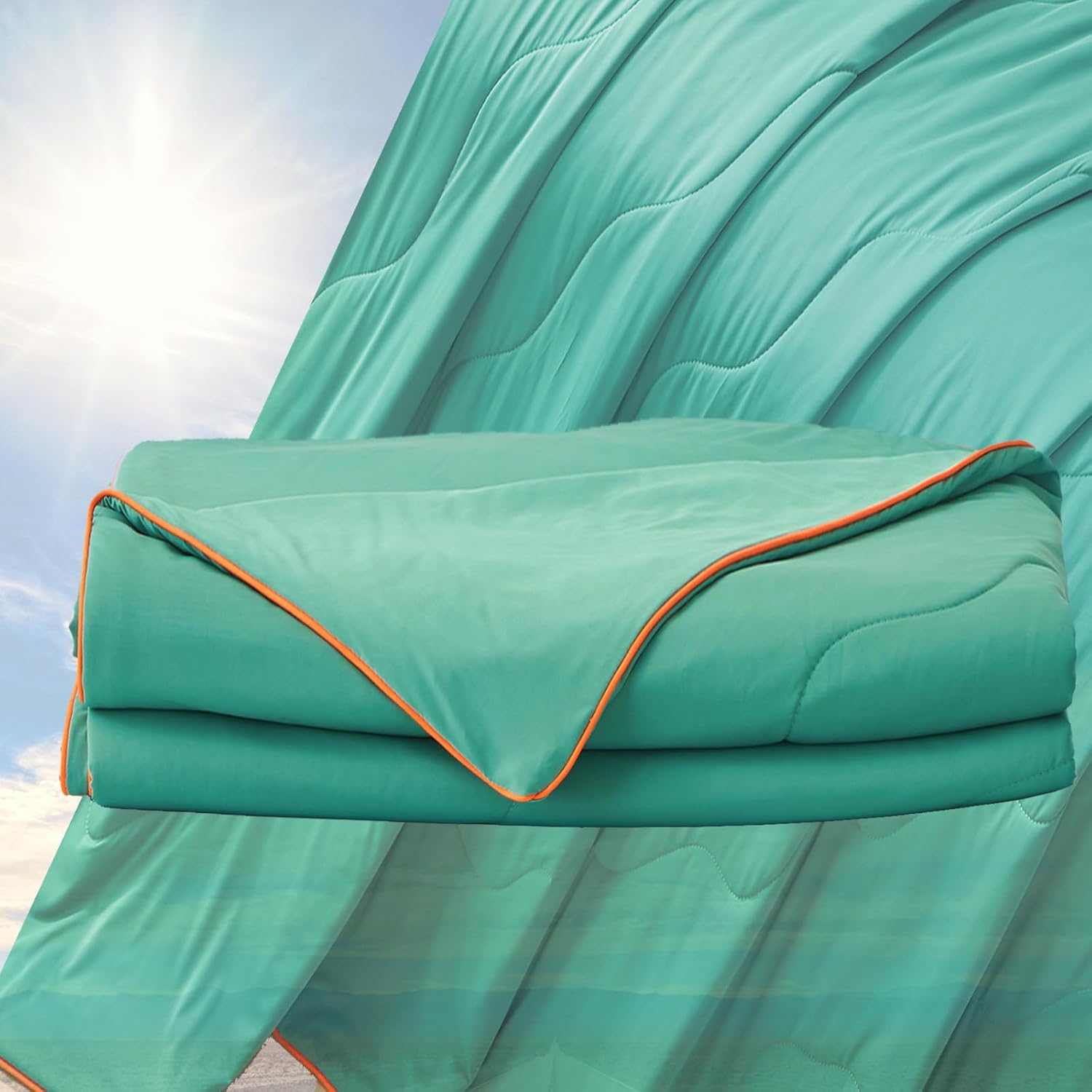Cooling Comforter for Hot Sleepers and Night Sweats Double-Sided Lightweight Cool Blanket Fluffy Cold Quilt for Pregnancy All-Season Soft Breathable Silk Smooth (Green Twin/Twin XL 68" x90”)