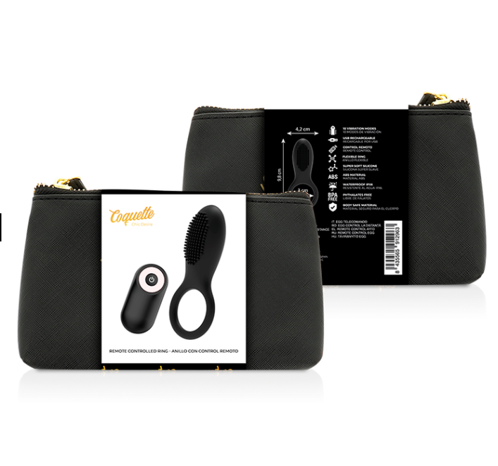 COQUETTE CHIC DESIRE - COCK RING CONTROLE REMOTO RECARREGVEL PRETO/ OURO