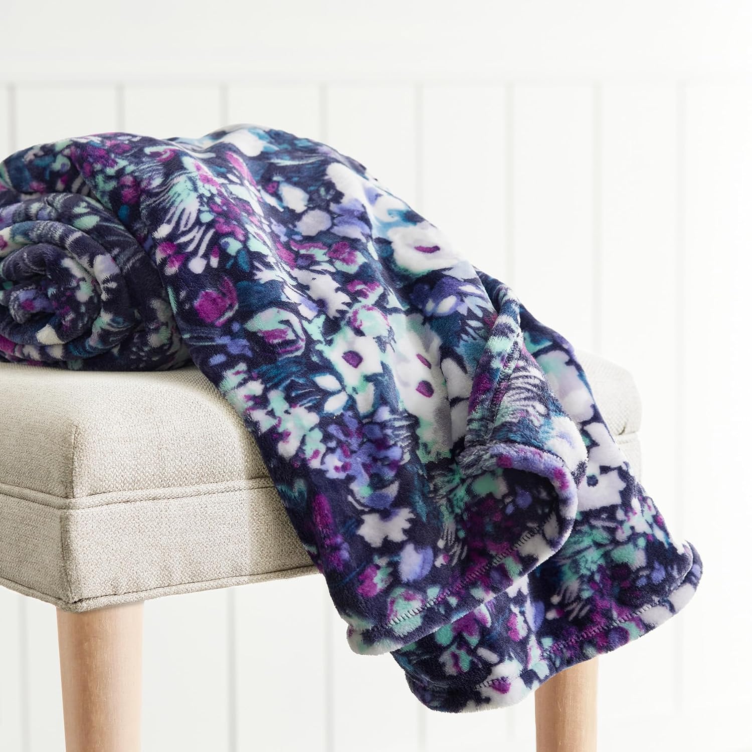 Plush Throw Blanket, Fleece, Artist's Garden Purple