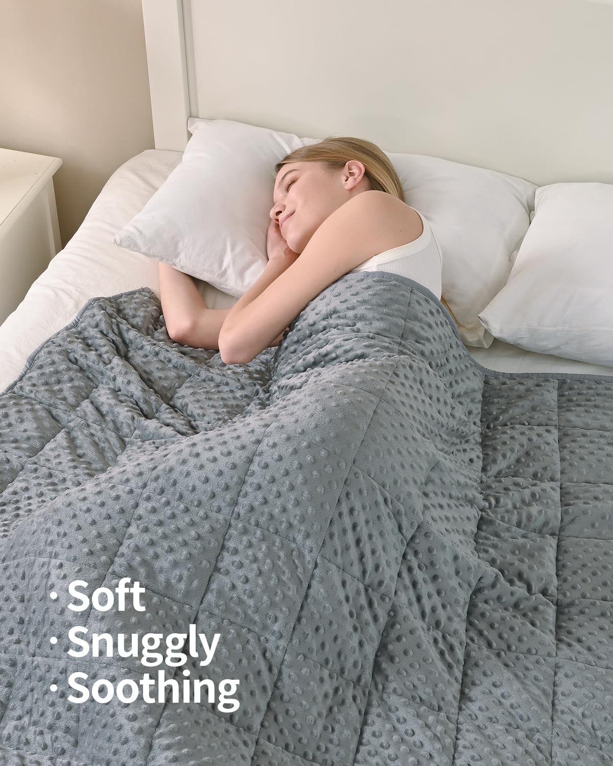 Weighted Blanket for Adults Queen, Minky Dots Heavy Blanket for Woman,Man Sleeping/Calm, Soft, Cozy and Cooling Weighted Throw Blankets, Machine Washable, 60 x 80in, 15 Pounds, Grey