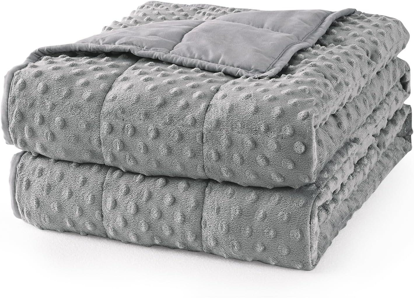 Weighted Blanket for Adults Queen, Minky Dots Heavy Blanket for Woman,Man Sleeping/Calm, Soft, Cozy and Cooling Weighted Throw Blankets, Machine Washable, 60 x 80in, 15 Pounds, Grey