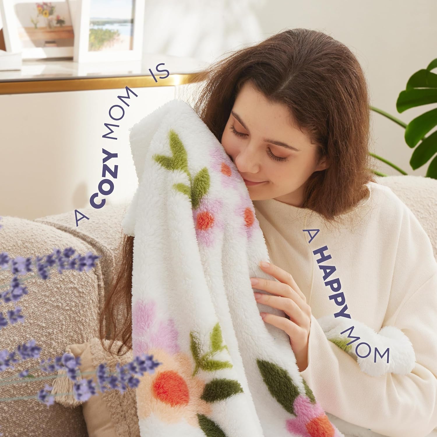 Super Soft Warm Blanket for Mom - Lightweight Mom Blankets as Birthday Gifts for Mother, Wife, Grandma from Daughter, I Love You White Throw 50"x60"