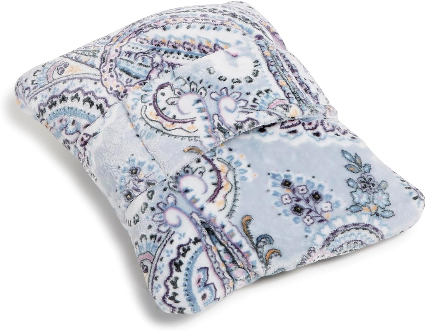 Plush Fleece Travel Blanket with Trolley Sleeve, Soft Sky Paisley