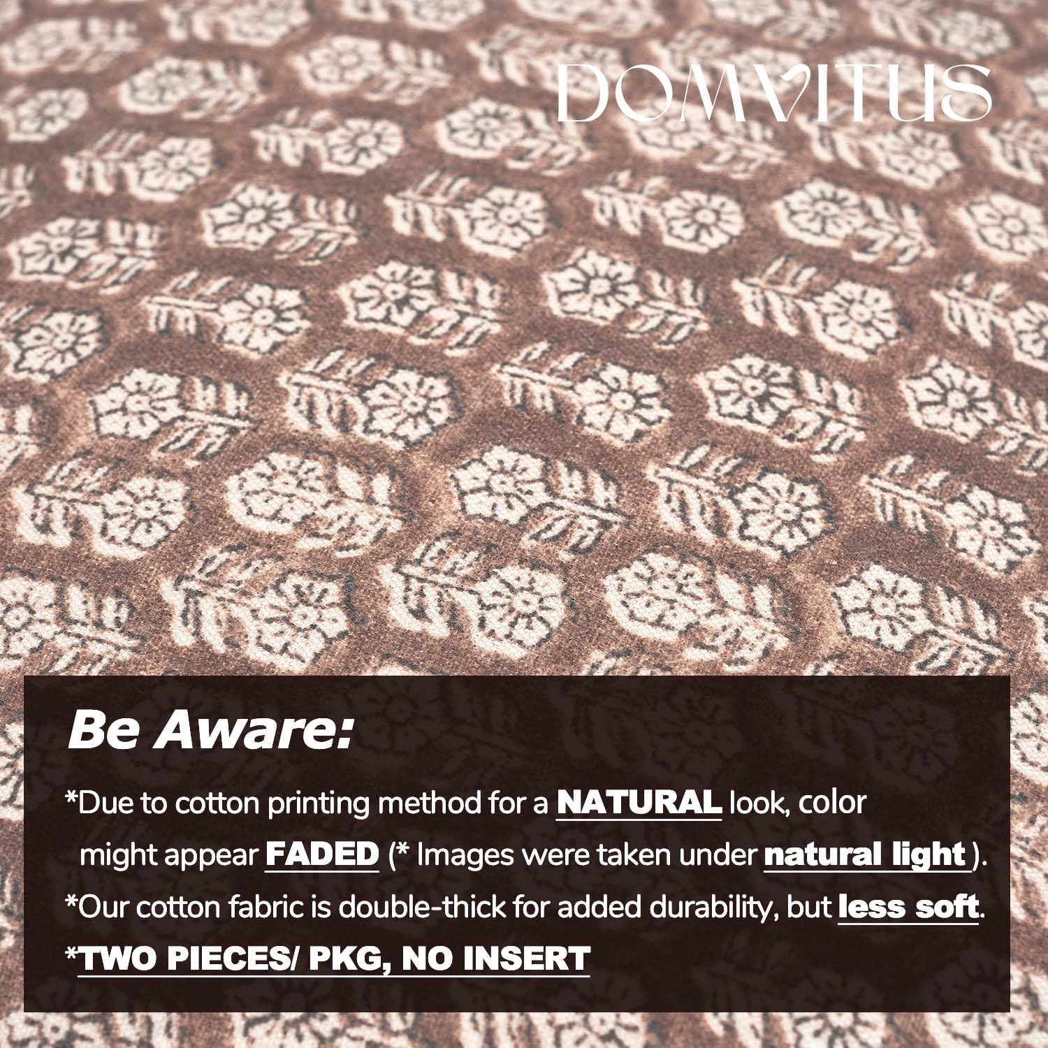 Floral Pillow Covers Set of 2, Throw Pillow Covers 20x20, Floral Print Neutral Accent Decorative Pillow Covers for Living Room, Bed, Cognac Brown