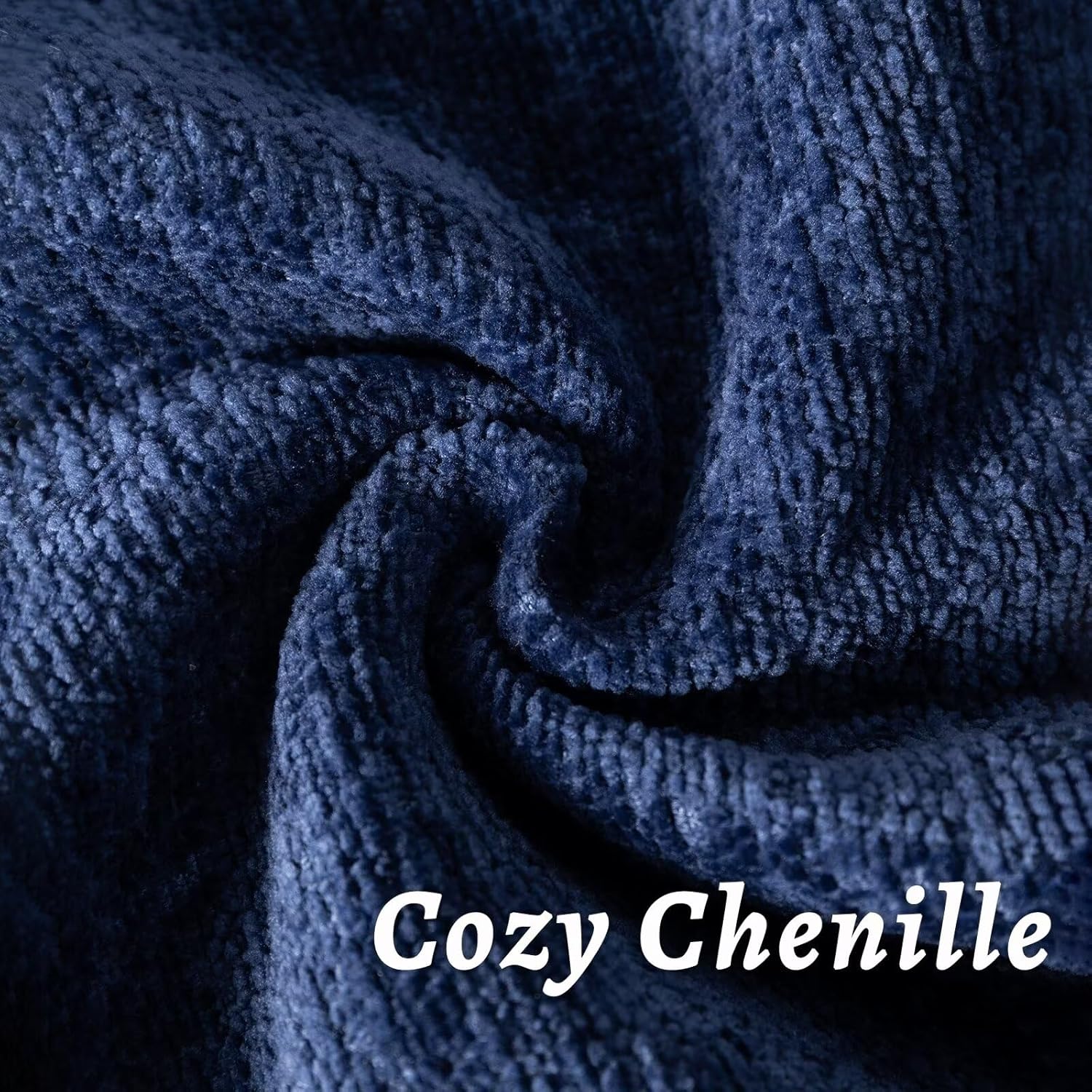Navy Blue Decorative Throw Pillow Covers 18x18 Inch Set of 2 Cozy Soild Chenille Cushion Cases Soft Textured Square Couch Pillows Cover Boho Accent Farmhouse Pillowcases for Sofa Bed
