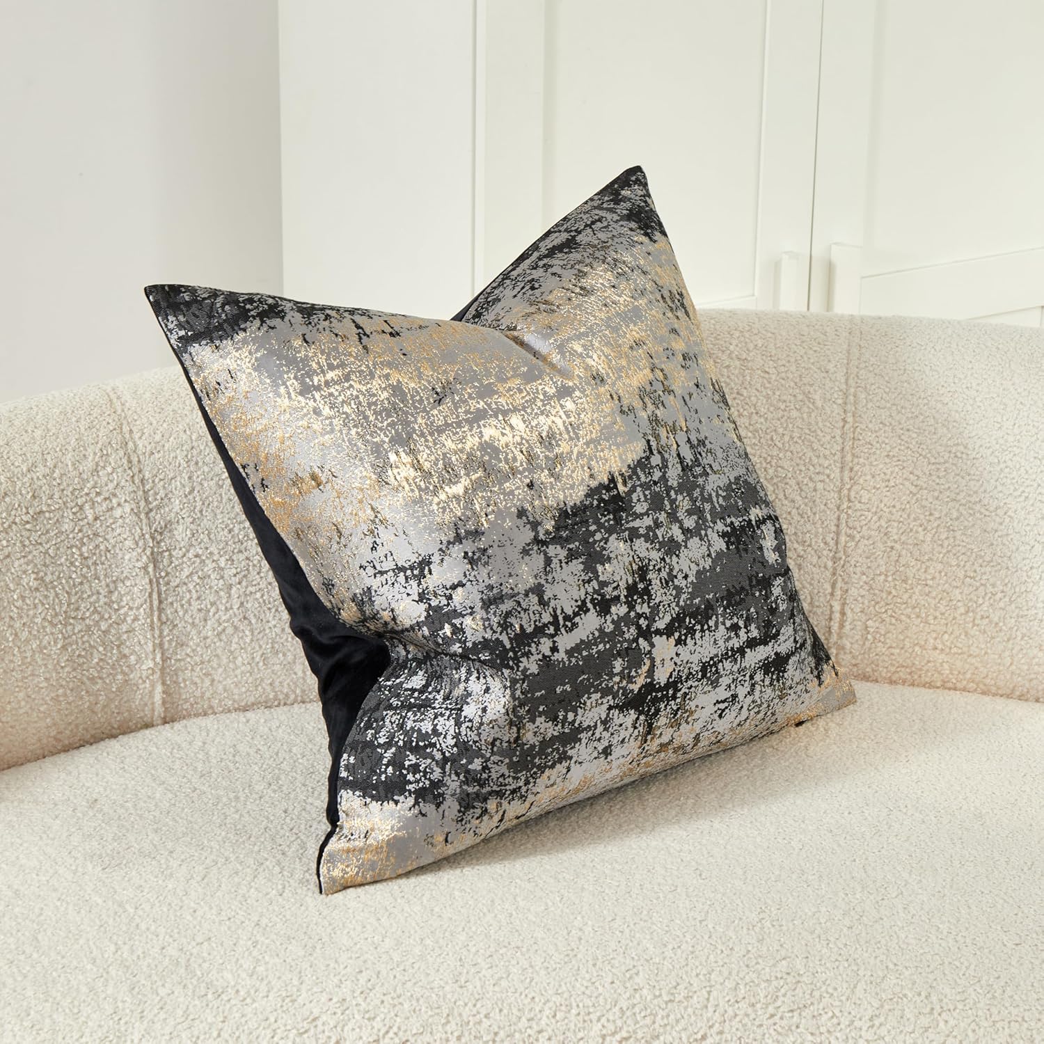 Grey Throw Pillow Covers 20x20 Luxury Glitter Gold Splashed Pillow Covers Luxury Modern Accent Decorative Throw Pillow Covers for Couch Sofa Soft Cushion Cover 1Piece
