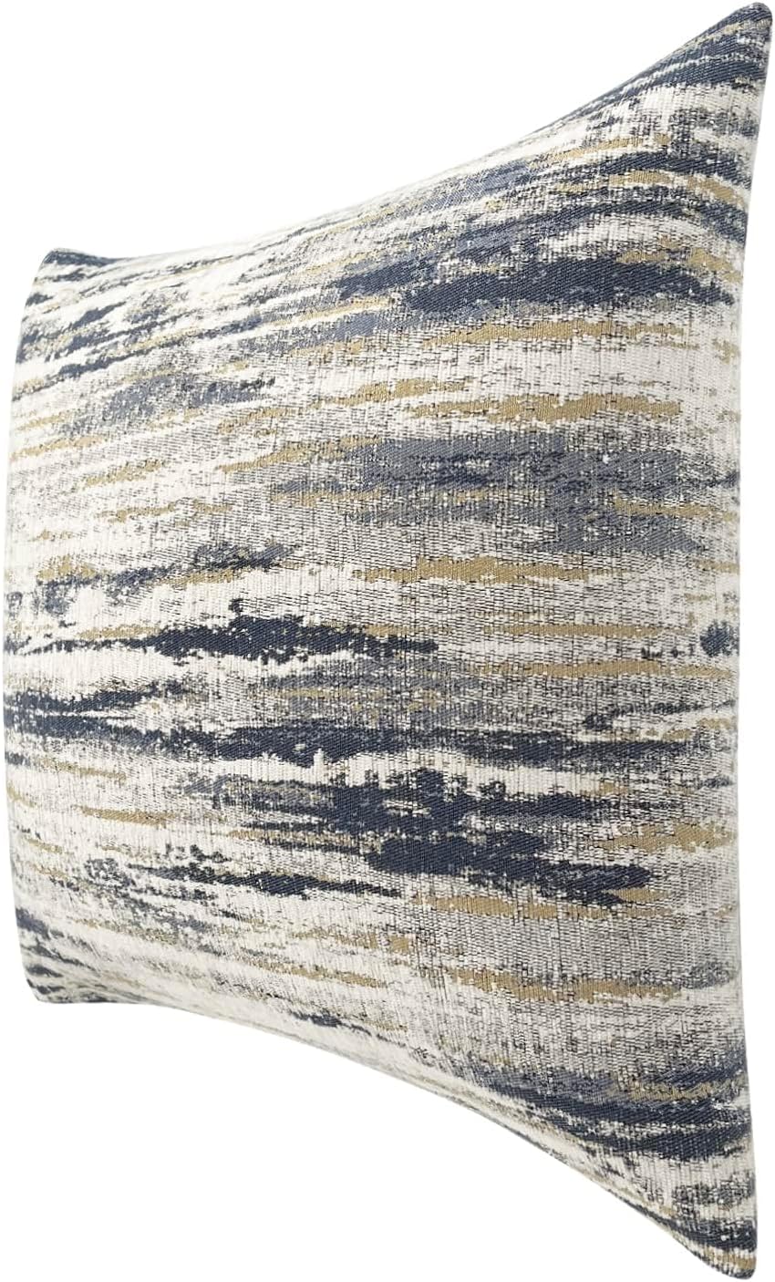 Striped Decorative Throw Pillow Covers for Couch Set of 2, 20x20 Inches, Navy Blue