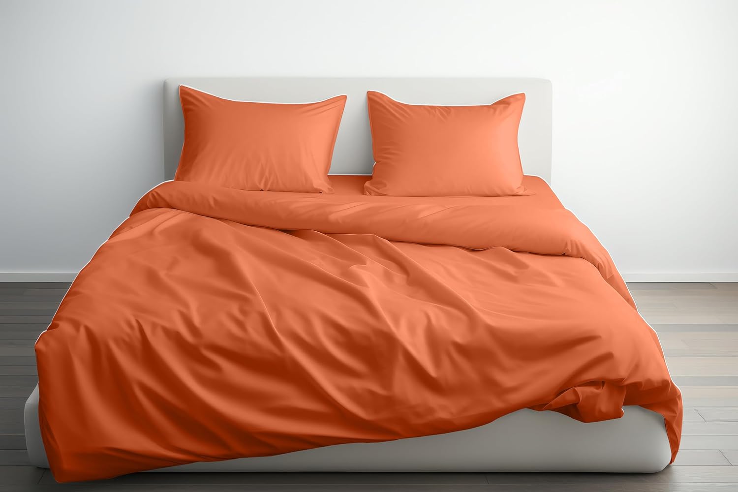 1000 Thread Count 100% Egyptian Cotton Duvet Cover Queen Size Cotton Orange Long Staple Quilt Full Size Silky Soft, Breathable with Zipper -3 Piece All Season Duvet Cover Set for Comforter