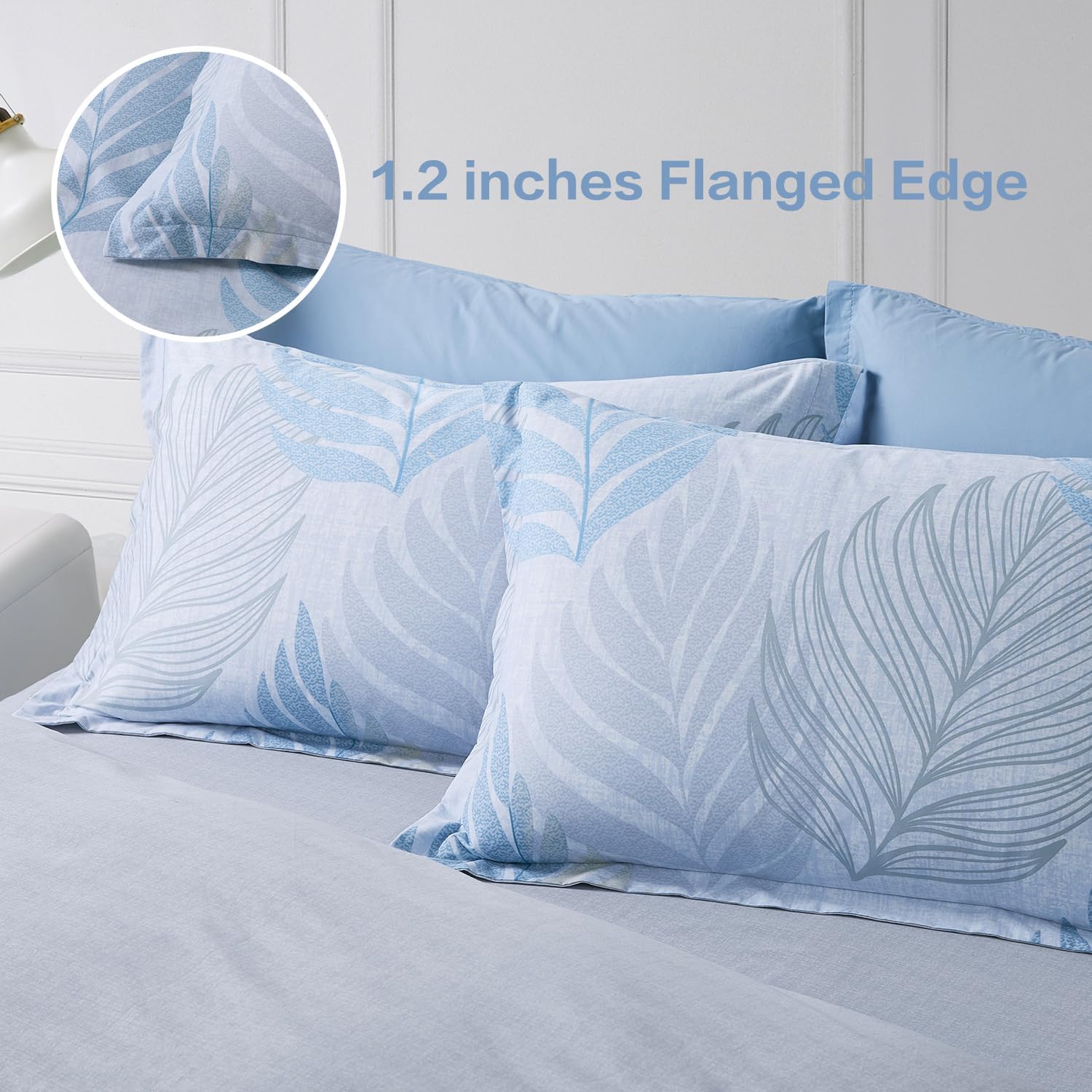Tropical Monstera Leaf Duvet Cover Set 3pcs Queen Size Light Blue White Botanical Palm Leaves Bedding Comforter Cover Set 1 Duvet Cover 2 Pillow Shams, Comforter Not Included