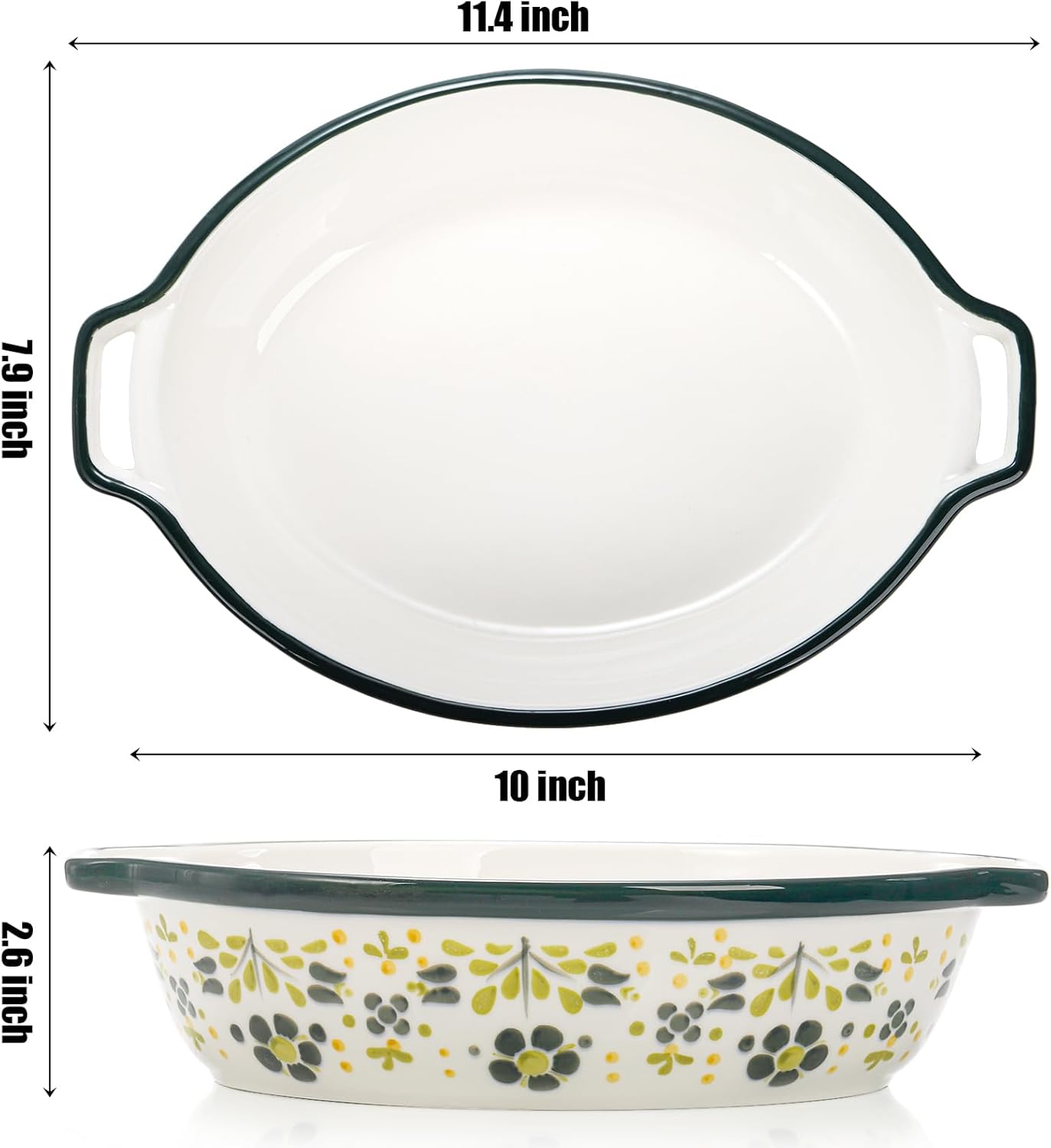 3 Pack Ceramic Baking Dishes, 50 Oz Large Casserole Dish for Oven, Oval Au Gratin Pans, Porcelain Bakeware Set Lasagna Pans for Cooking, Cake Dinner, Kitchen, 10 x 7.9 x 2.6 Inches