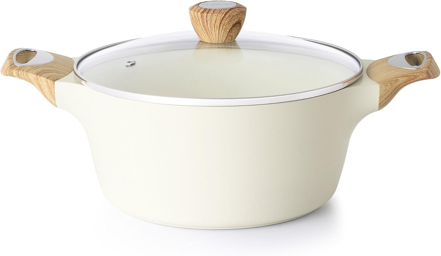 Ceramic Nonstick Stock Pot with Lid, 2.6/4.5/6.6 QT Soup Pot Casserole Pot, Non-toxic Healthy Pasta Pot, Large Cooking Pot Stew Pot, Induction Compatible, PFOA PFAS PTFE Free, White