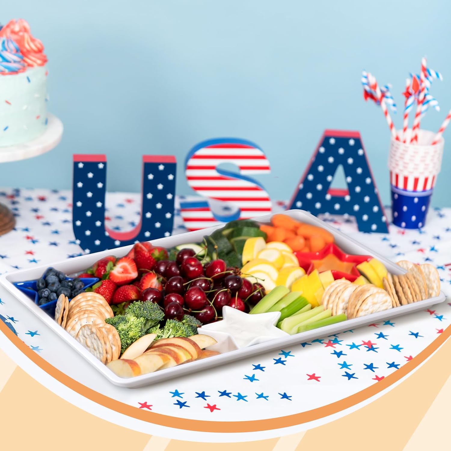 2 Pcs 18 x 26 Inch Large White Plastic Tray Rectangular Plastic Serving Trays Decorative Party Platters Large Fast Food Platters for Kitchen Restaurant Buffet