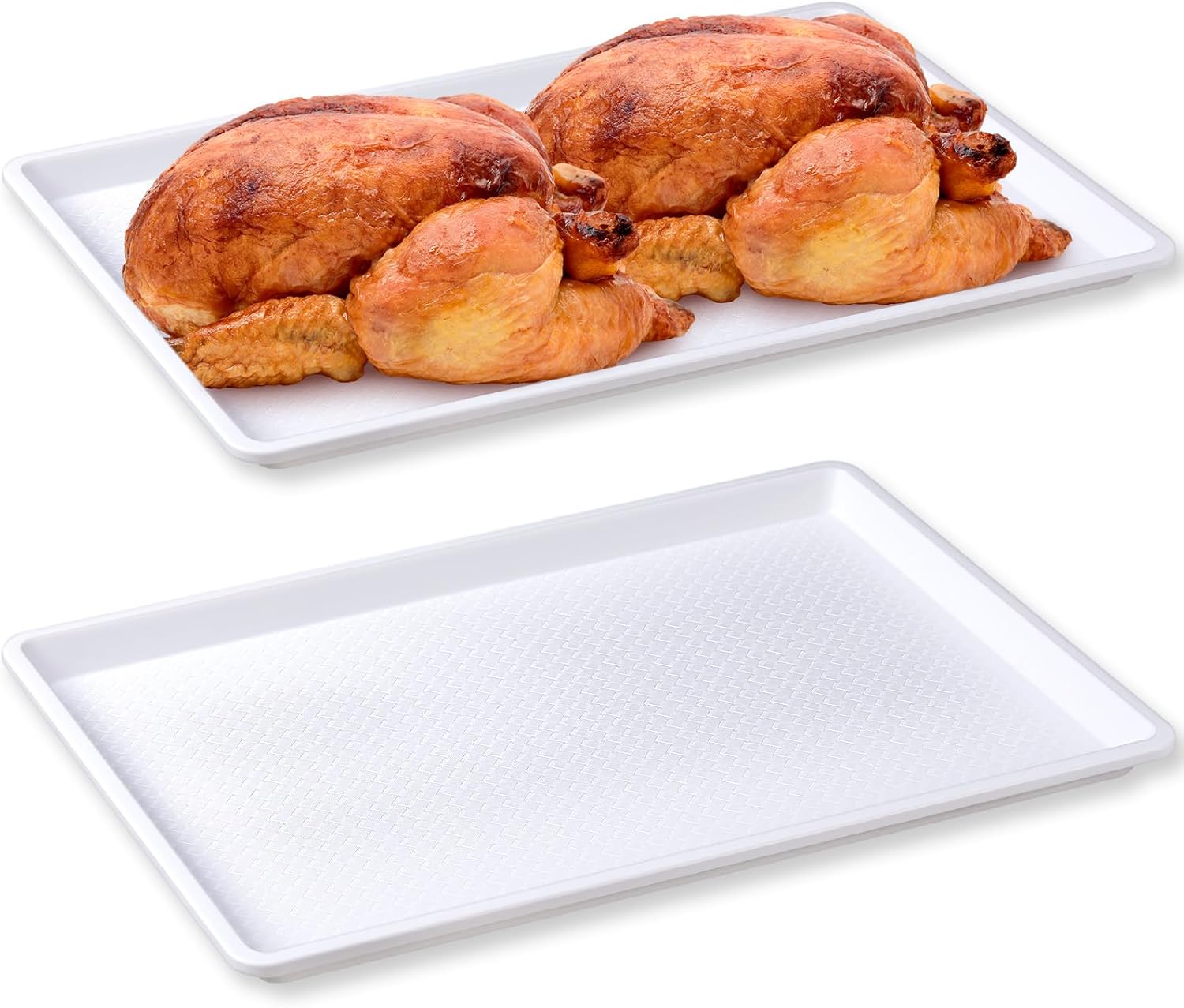 2 Pcs 18 x 26 Inch Large White Plastic Tray Rectangular Plastic Serving Trays Decorative Party Platters Large Fast Food Platters for Kitchen Restaurant Buffet