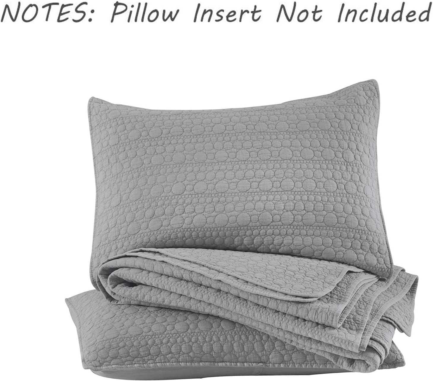  Quilt Set Queen Size Grey, Classic Geometric Spots Stitched Pattern, Stone-Washed Microfiber Chic Rustic Look, Ultra Soft Lightweight Quilted Bedspread for All Season, 3 Pieces