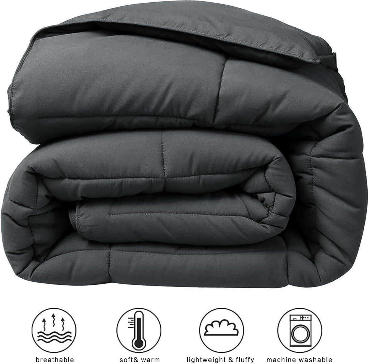 Oversized King Cooling Comforter - Down Alternative Duvet Insert with Anti-Clump Tech & 8 Tabs, All-Season Reversible Luxury Hotel Bedding - Gifts for Women/Men, Dark Grey 98"x116"