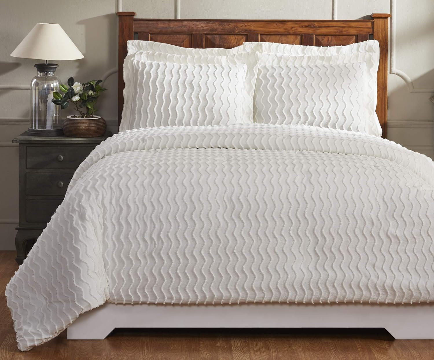 100% Cotton Bed Comforter Collection, Isabella Comforter Design in Ivory, King Size - Cotton Tufted, Unique Luxury Bedding Comforter Sets, Machine Washable & Tumble Dry