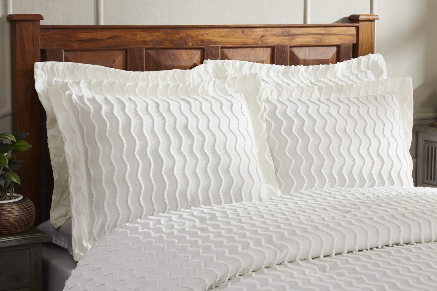 100% Cotton Bed Comforter Collection, Isabella Comforter Design in Ivory, King Size - Cotton Tufted, Unique Luxury Bedding Comforter Sets, Machine Washable & Tumble Dry