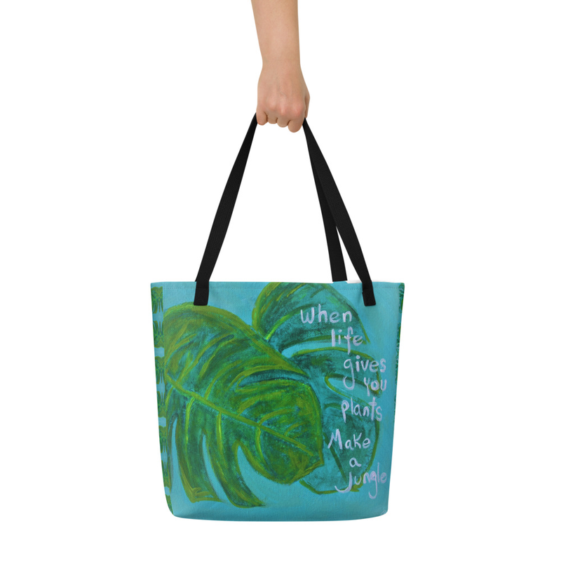 Large Tote Bag- Life with Plants-16"x20"