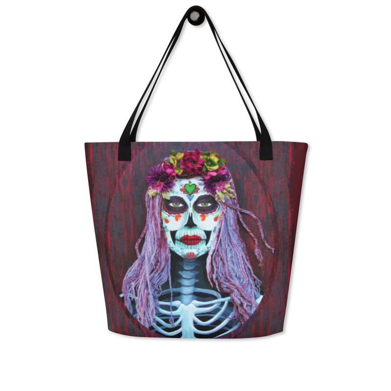 Large Tote Bag-Samhain Parade Catrina-16"x20"