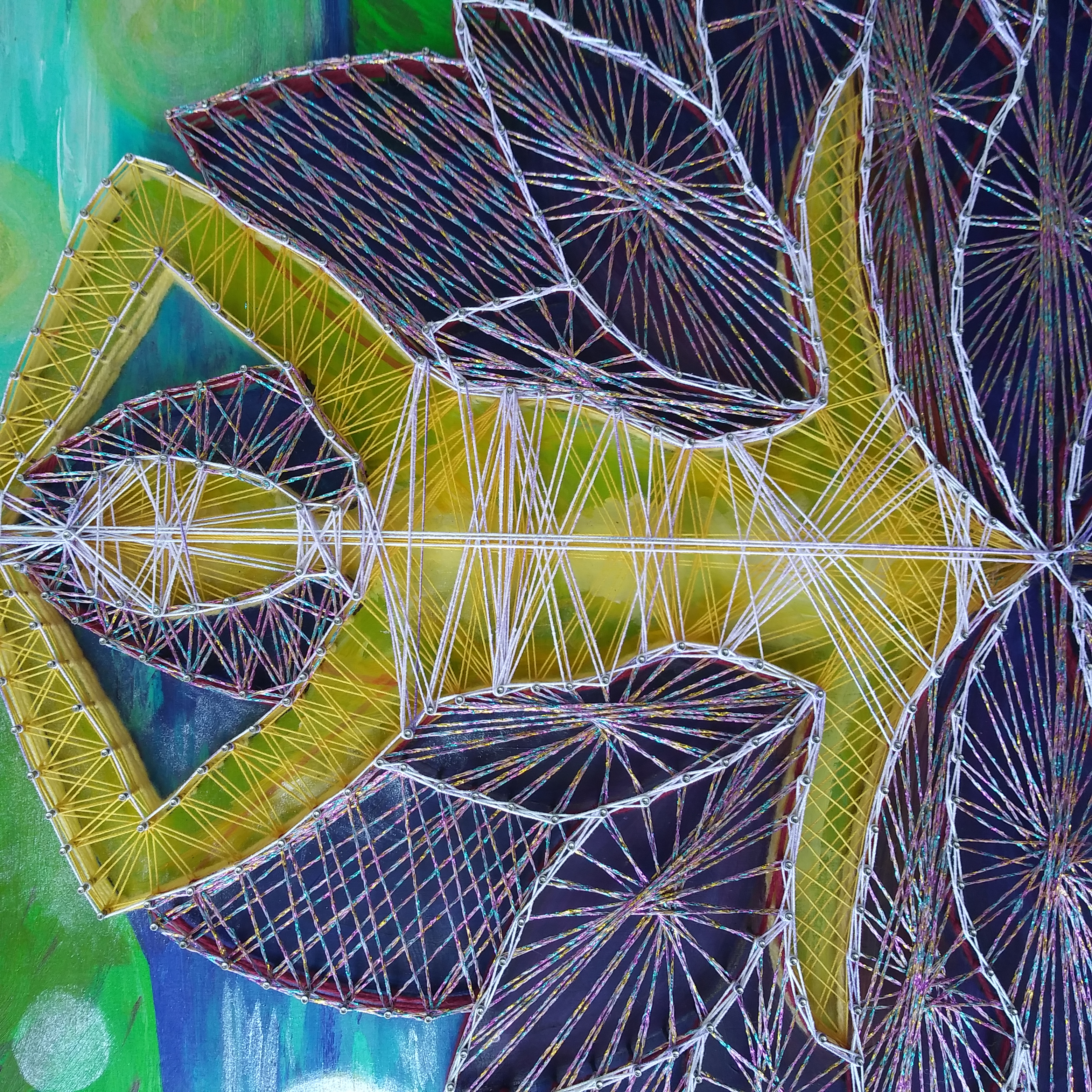 Lotus Kundalini mixed media by Eileen A Art String art series