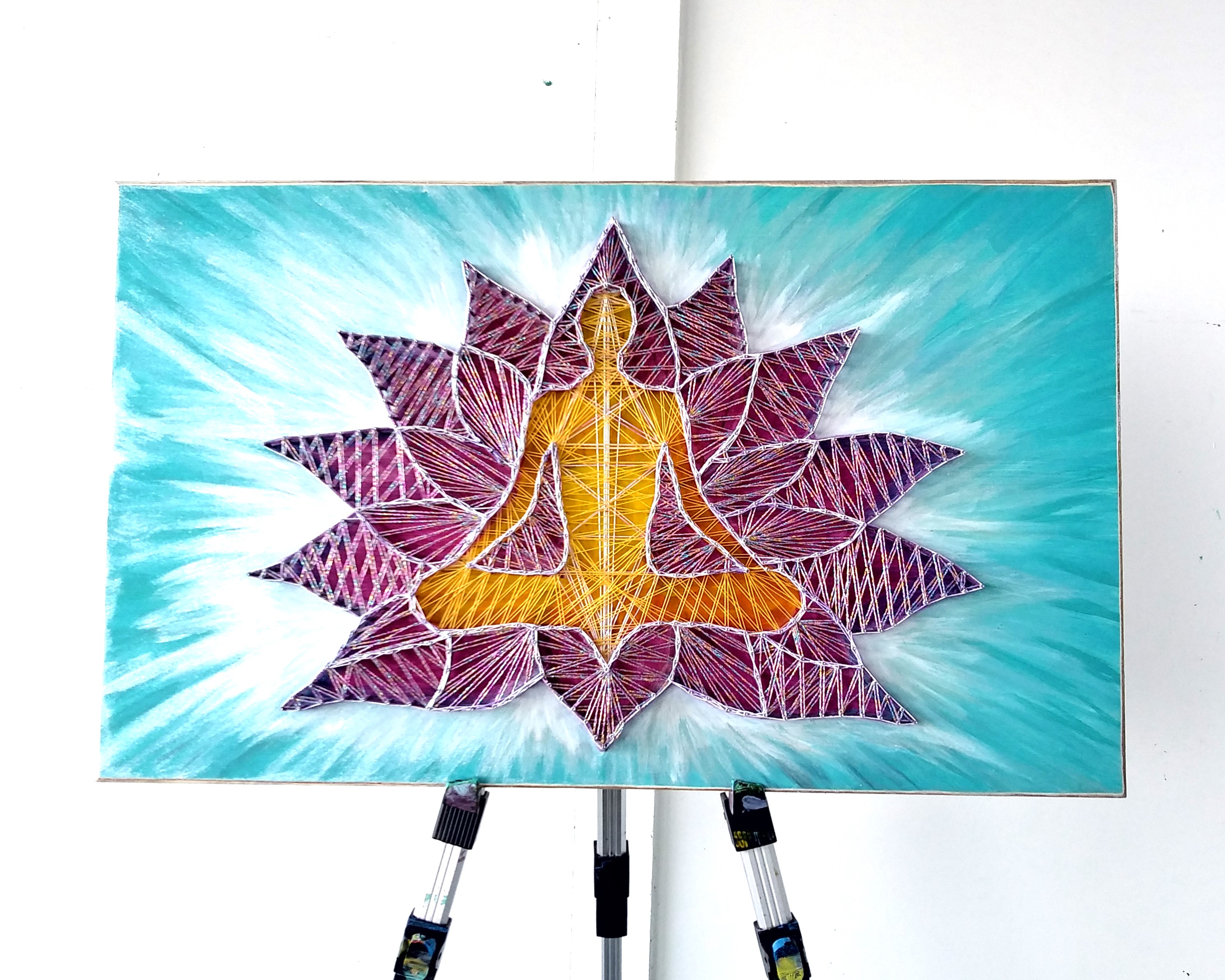 Lotus Meditation mixed media by Eileen A Art String art series