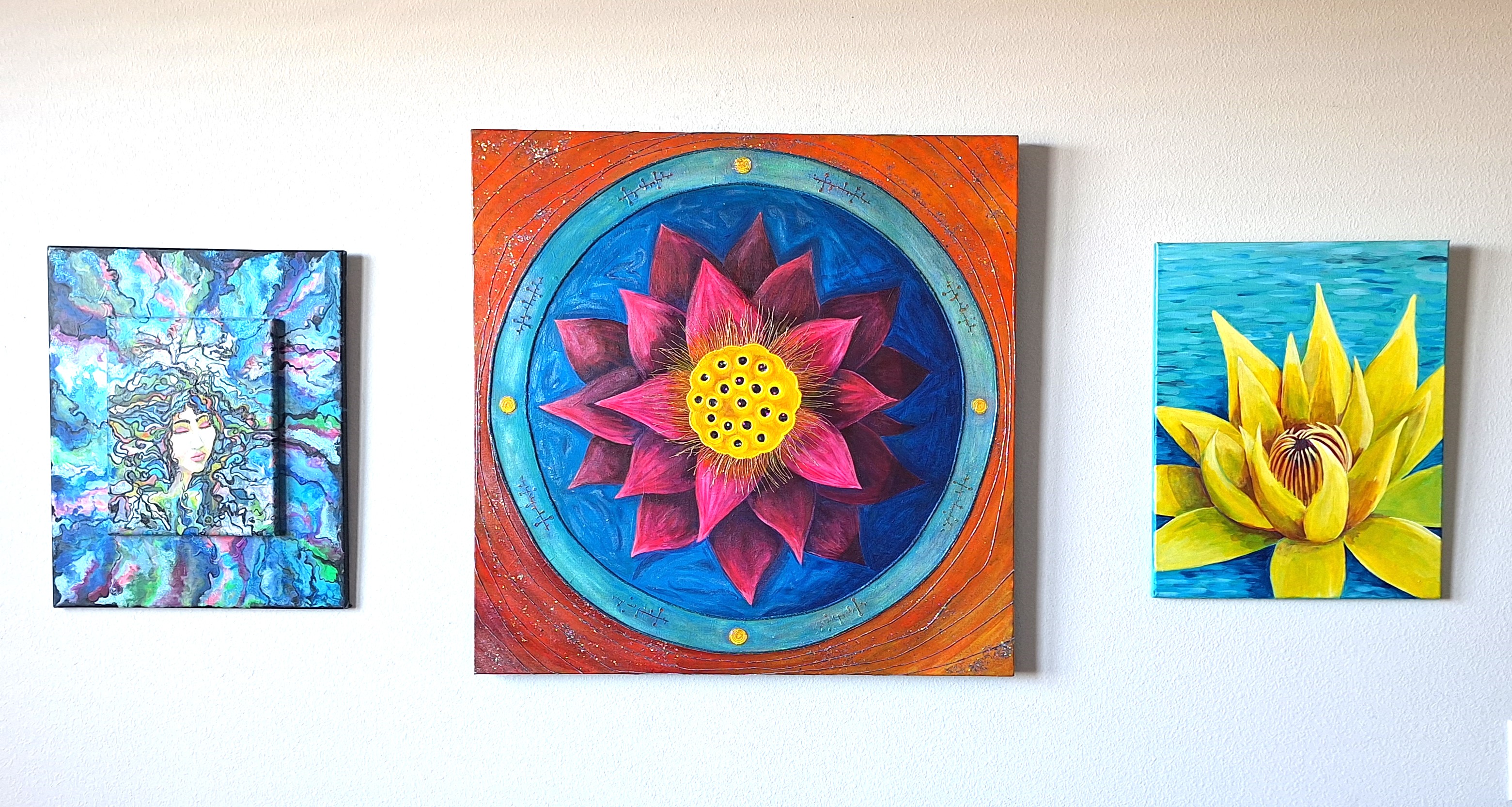 Lotus Flower Painting -Mixed Media 
