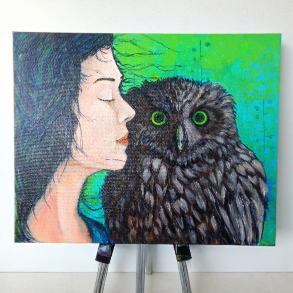 Owl Portrait painting by Eileen A Art