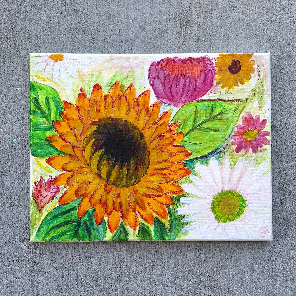 Hand-Painted Floral Canvas