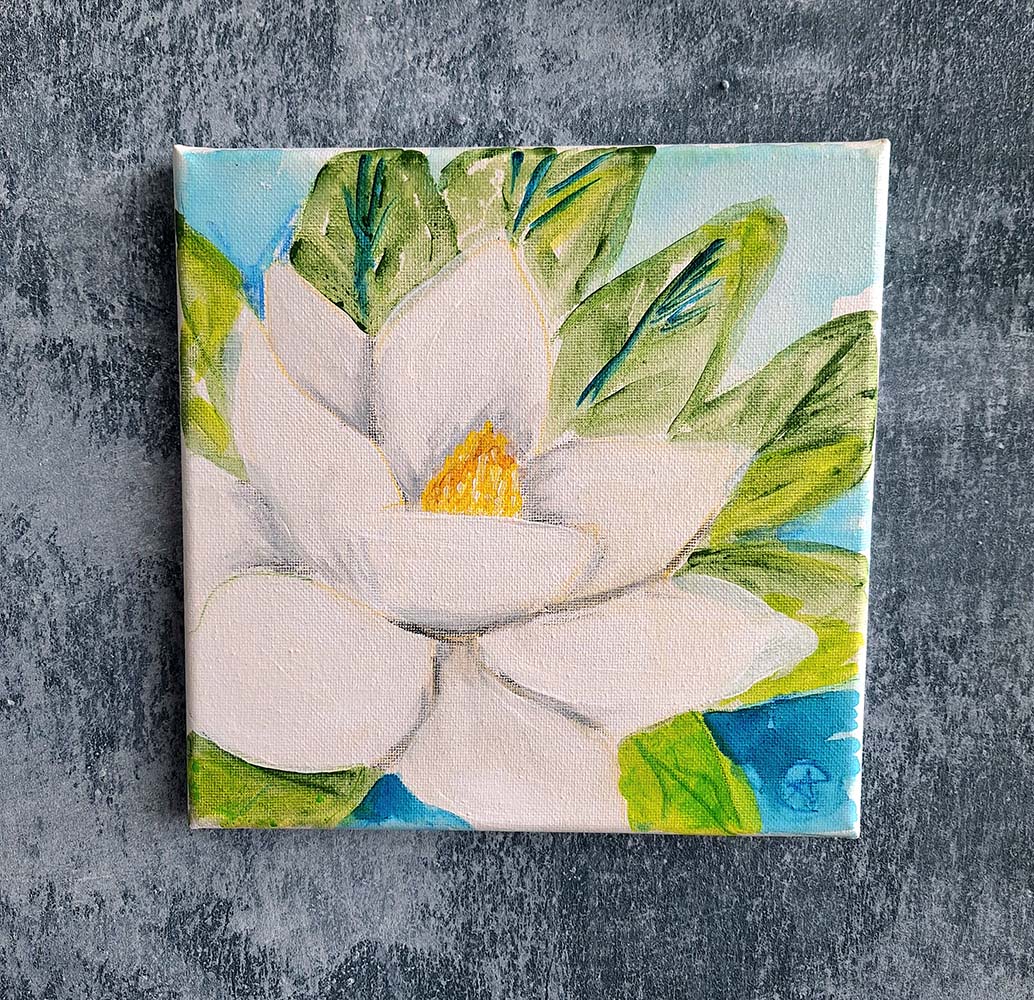 Hand-Painted Magnolia Canvas