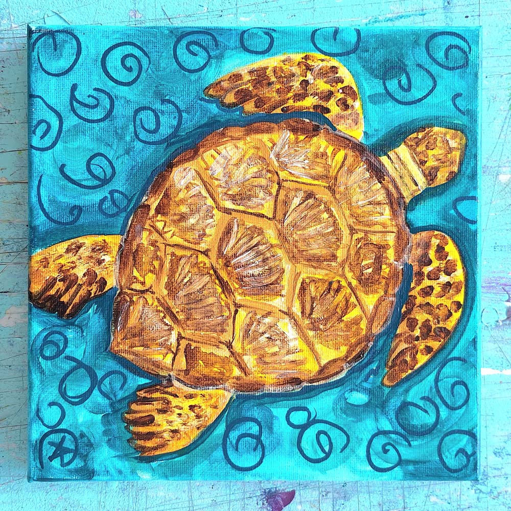 Hand-Painted Sea Turtle Canvas