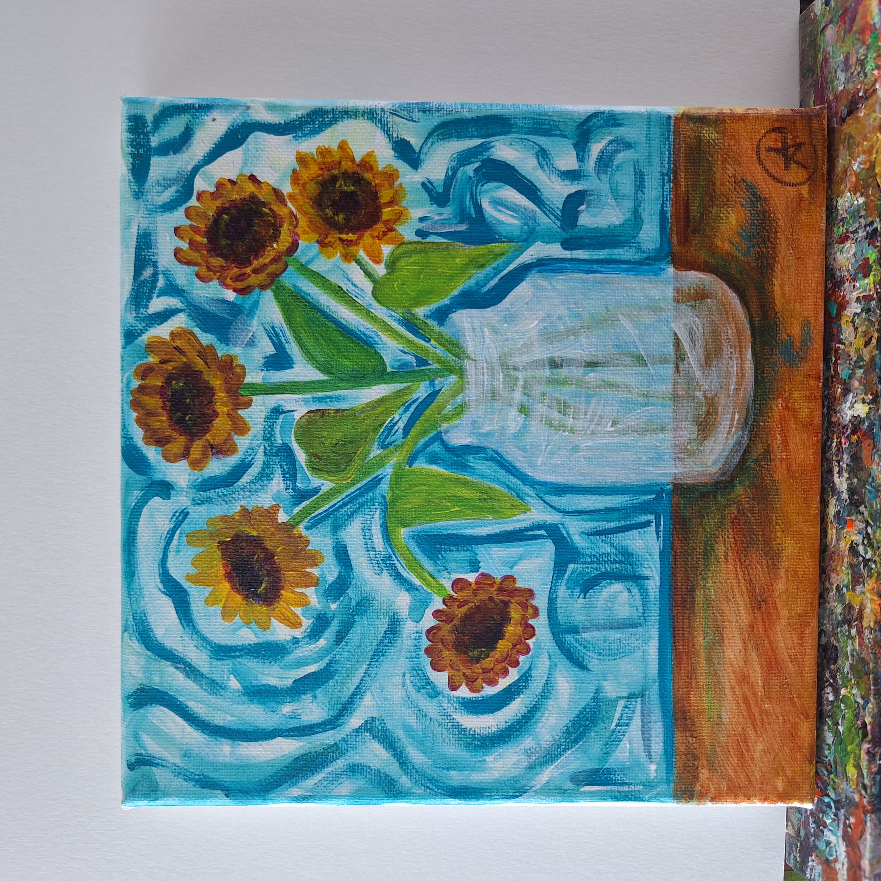 Sunflowers in a glass vase